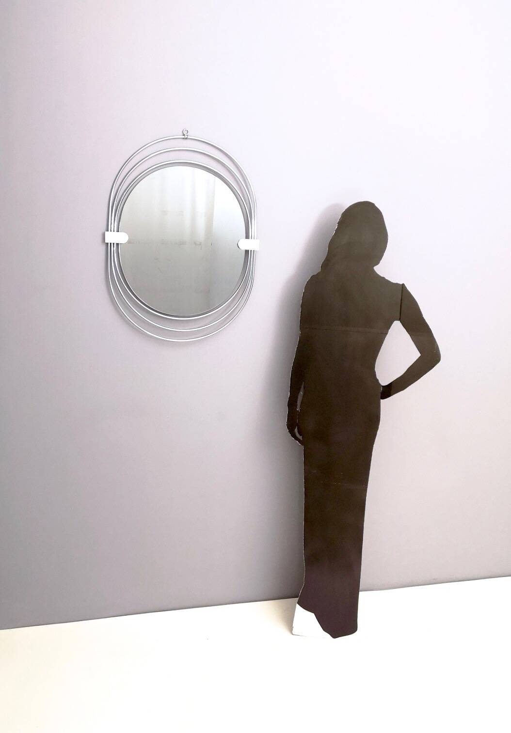 Smoked Wall Mirror with a Triple Chrome-Plated Metal Frame, Italy