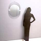 Smoked Wall Mirror with a Triple Chrome-Plated Metal Frame, Italy