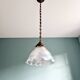 Large Holophane pendant light in transparent grooved glass