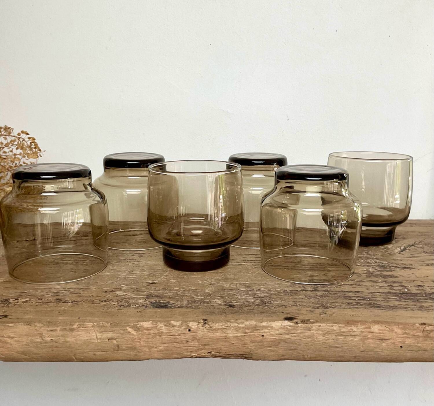 6 petits verres LUMINARC France verre fumé