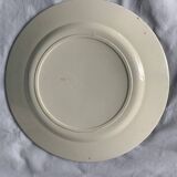 Lot of 12 old flat plates and 2 dishes, Terre de fer Henri II Salins