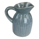 Large vintage pitcher in crackled celadon ceramic, beaded decoration.