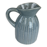 Large vintage pitcher in crackled celadon ceramic, beaded decoration.