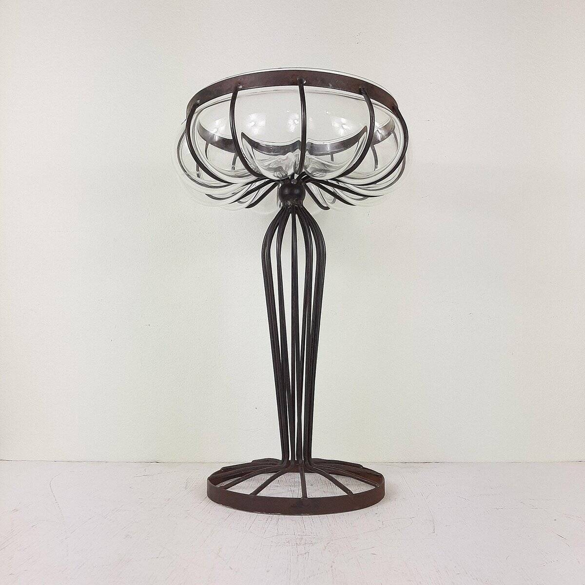 Vintage glass and metal vase, 1970s