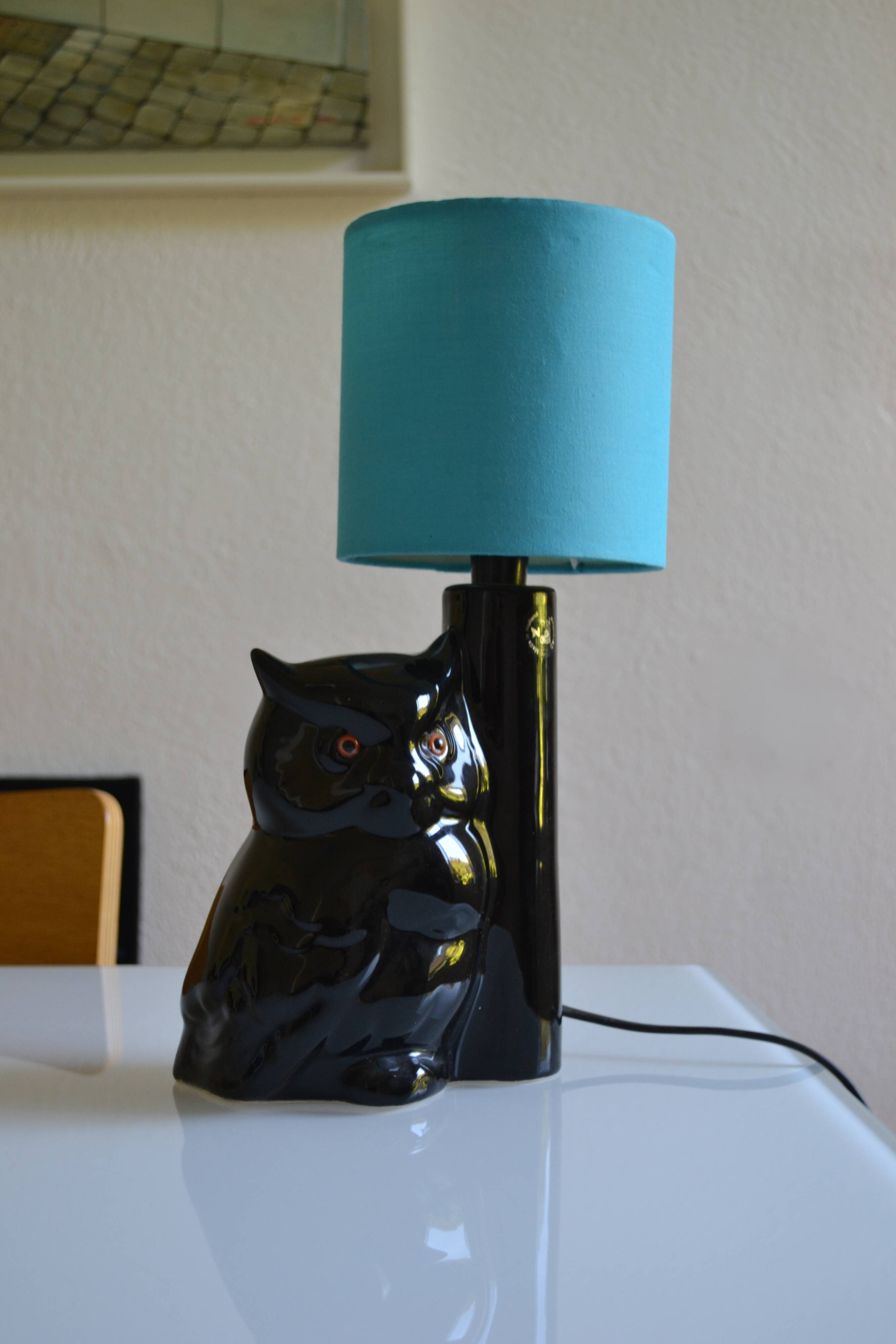 Vintage owl lamp 1980 ceramic holland