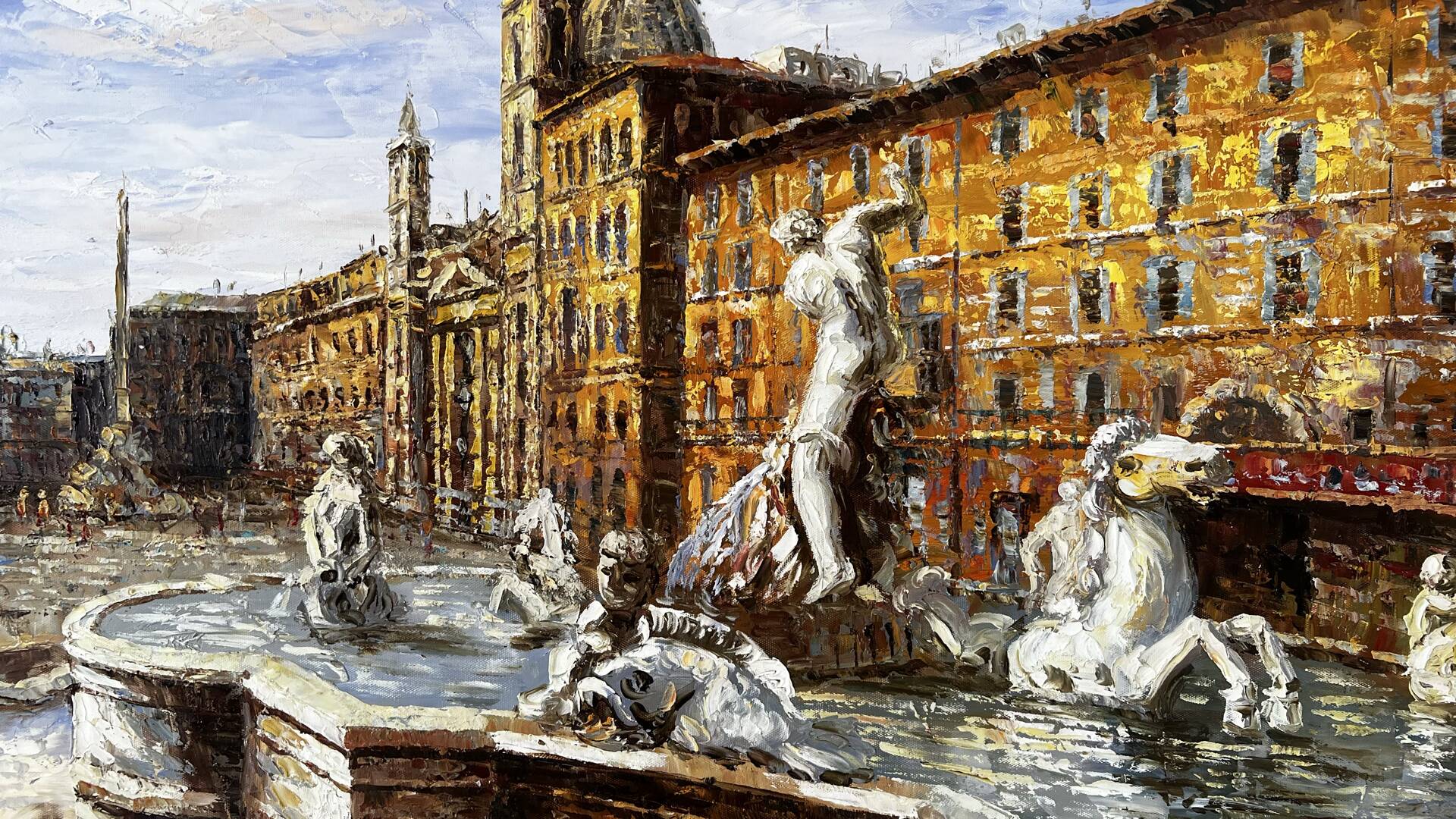 Huile sur toile Piazza Navona Rome