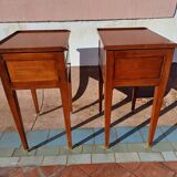 Paire de chevet style Louis XVI chêne 2 tiroirs pieds fuseaux