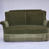 1960s, Danish 2-seater sofa, green furniture velour, beech wood.