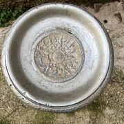 Side table pedestal table with silver cast iron plant