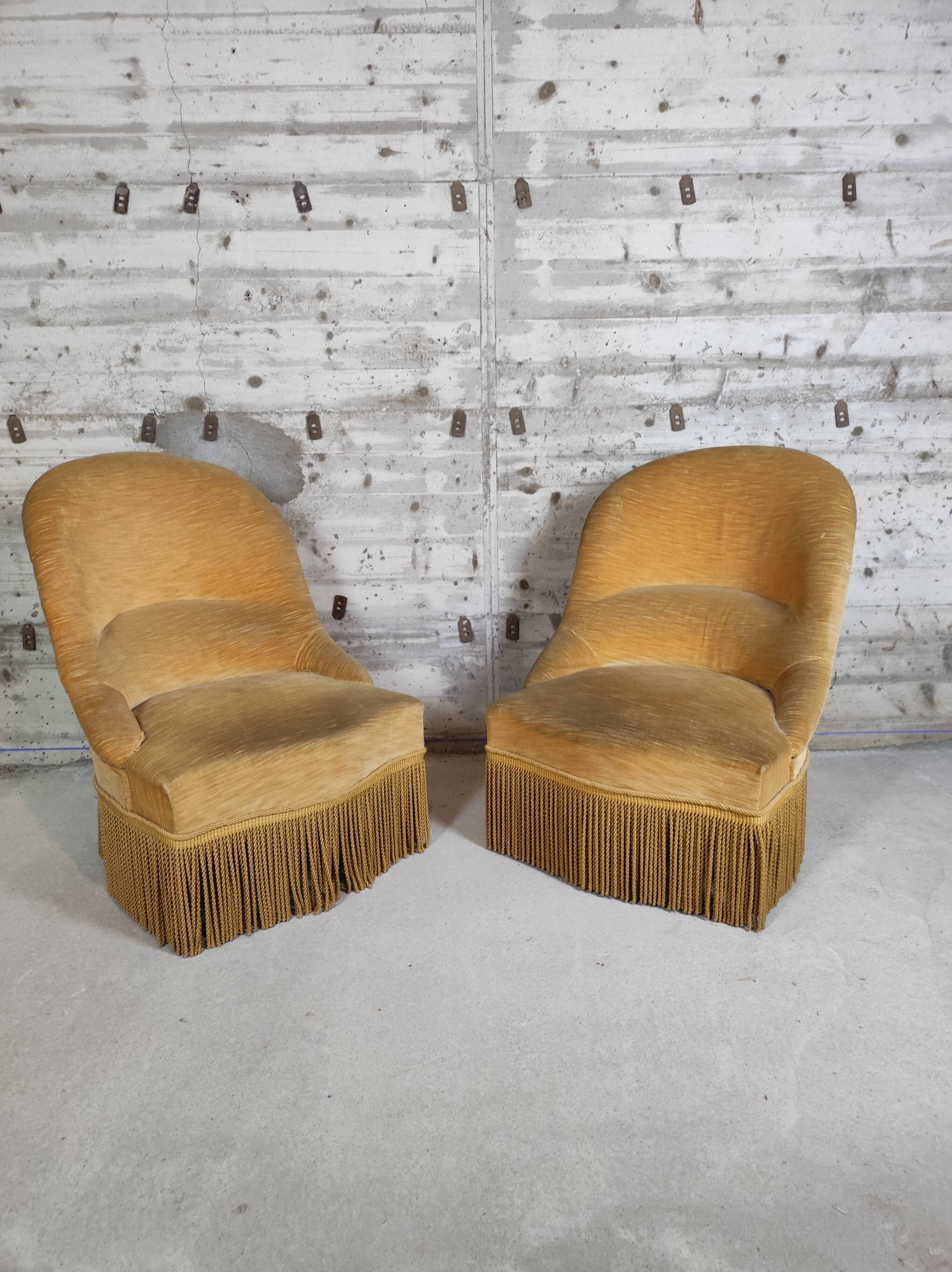 Paire de fauteuils crapaud