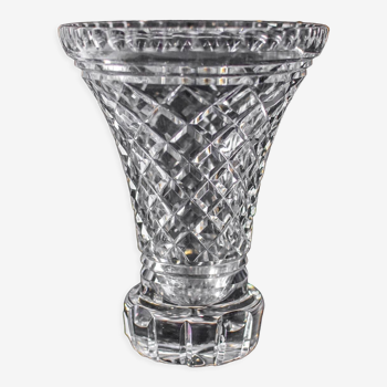 Vase en cristal taillé pied rond H 18cm