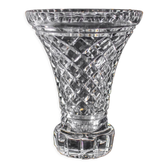 Crystal vase cut round foot H 18cm