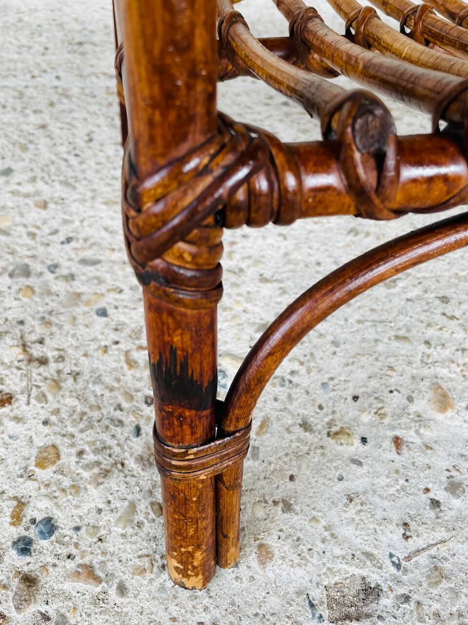 Bamboo and rattan side table, Italy, circa 1960s