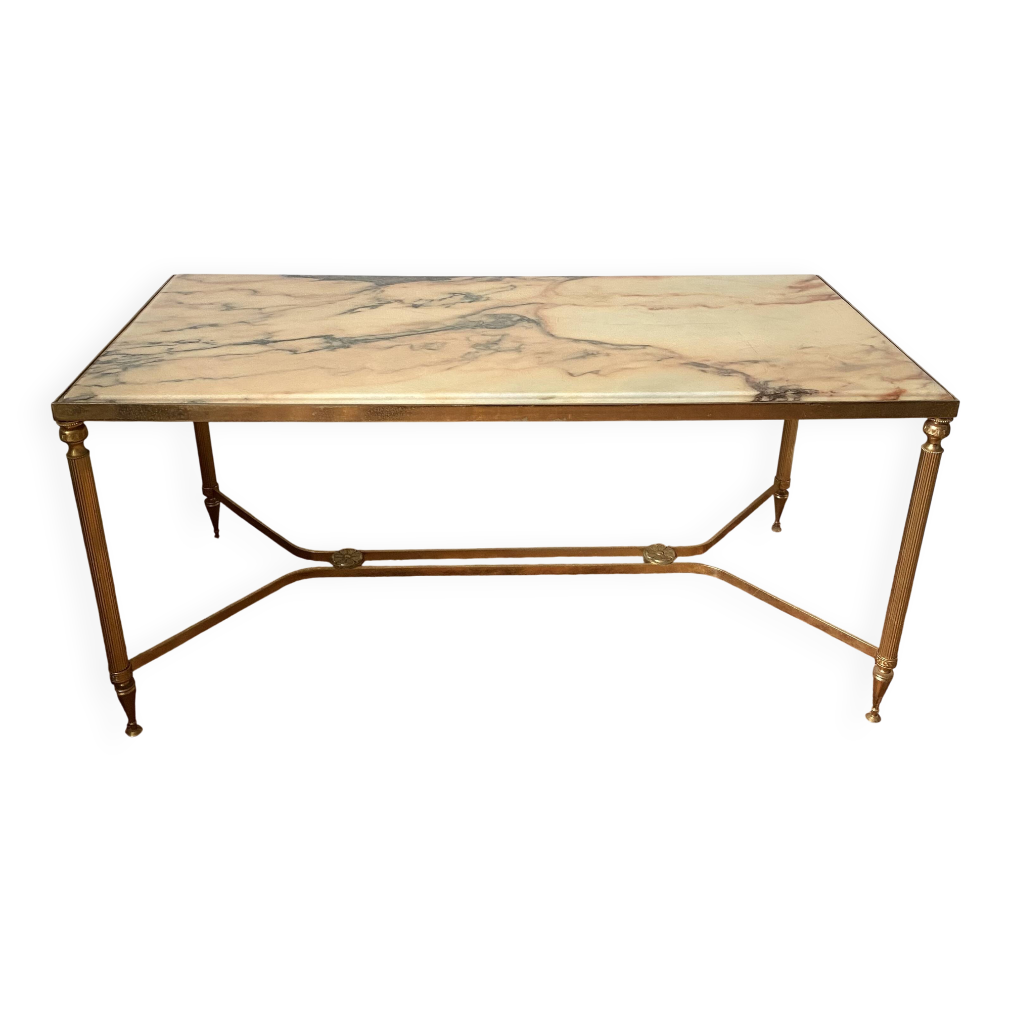 Vintage coffee table in marble and gold-tone metal