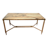 Vintage coffee table in marble and gold-tone metal