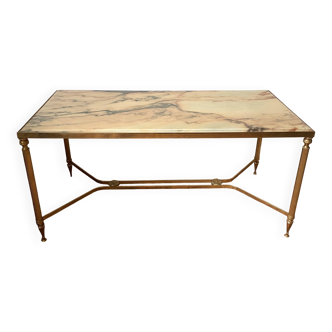 Table basse vintgae en marbre et métal doré