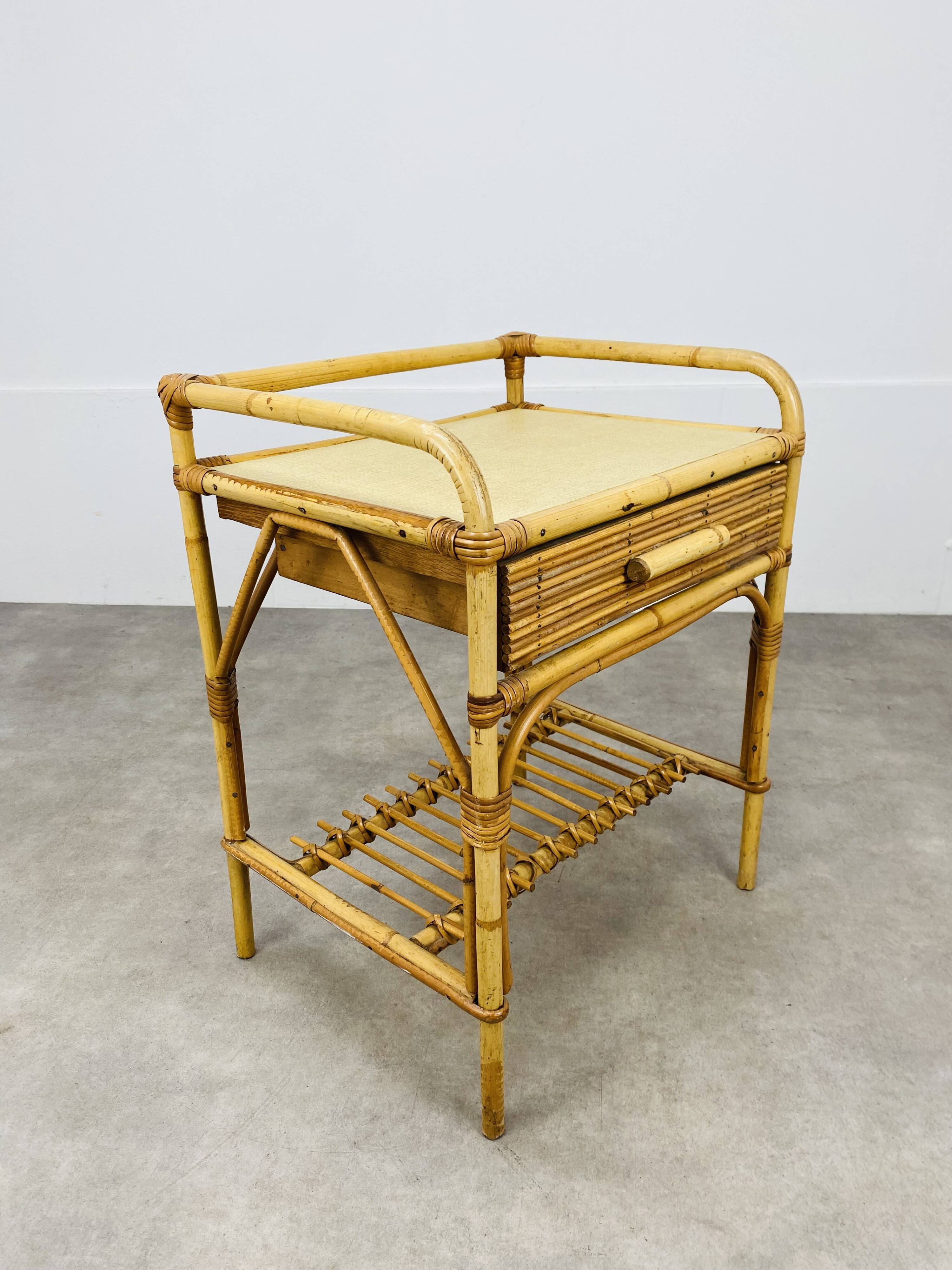 Vintage rattan bedside 60s