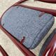 Metallic burgundy bistro chair for restaurants and communities with gray fabric