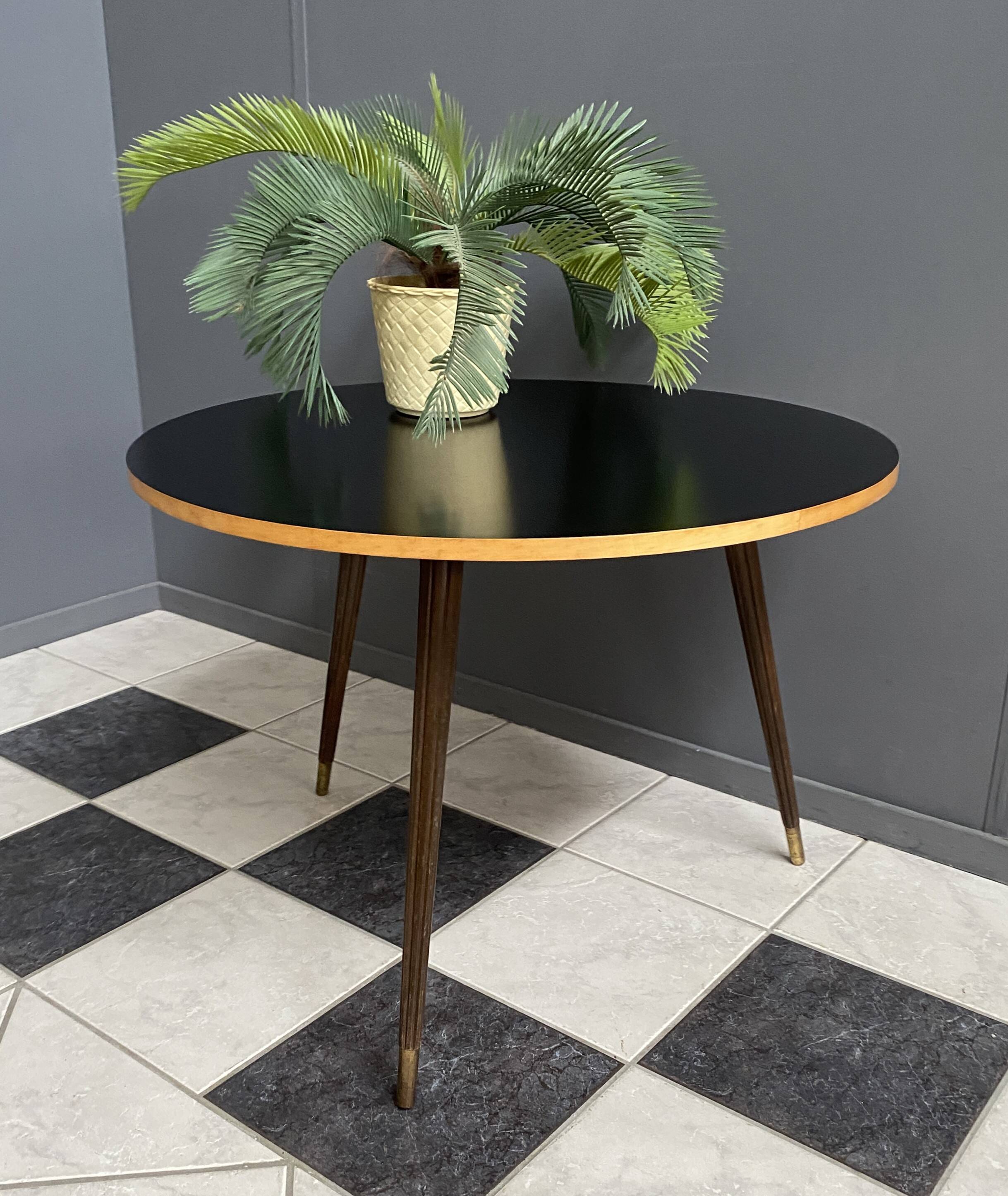 Black formica round coffee table 1960s