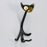 Animal wall hook in brass by Walter Bosse, Cat Zoo by Herta Baller, Austria, 1950s.