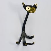 Animal wall hook in brass by Walter Bosse, Cat Zoo by Herta Baller, Austria, 1950s.