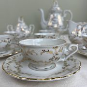 Antique coffee service in fine gilded porcelain – for 6 people – Vintage