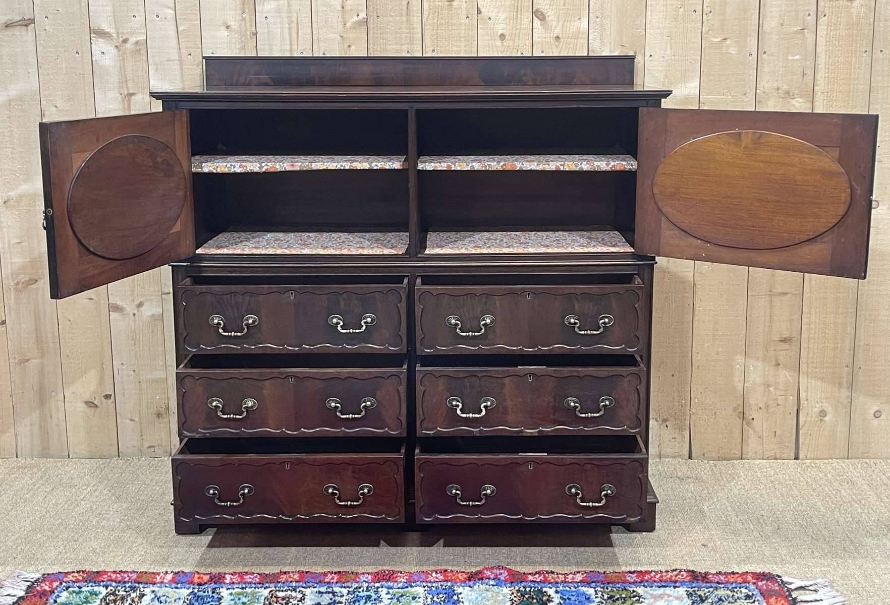 1950s English mahogany chest of drawers