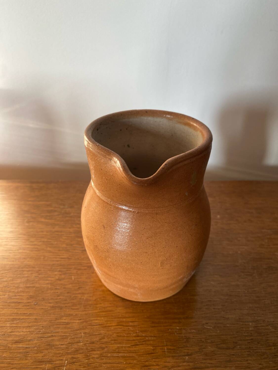 Antique pitcher la poterie des mottes stoneware brown beige vintage kitchen