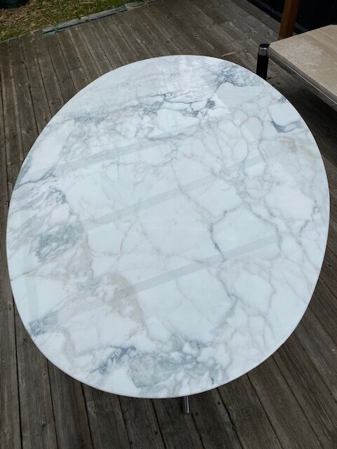 Table ovale marbre arabescato roche et bobois 1970