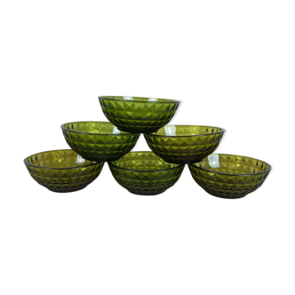 6 amber green cups