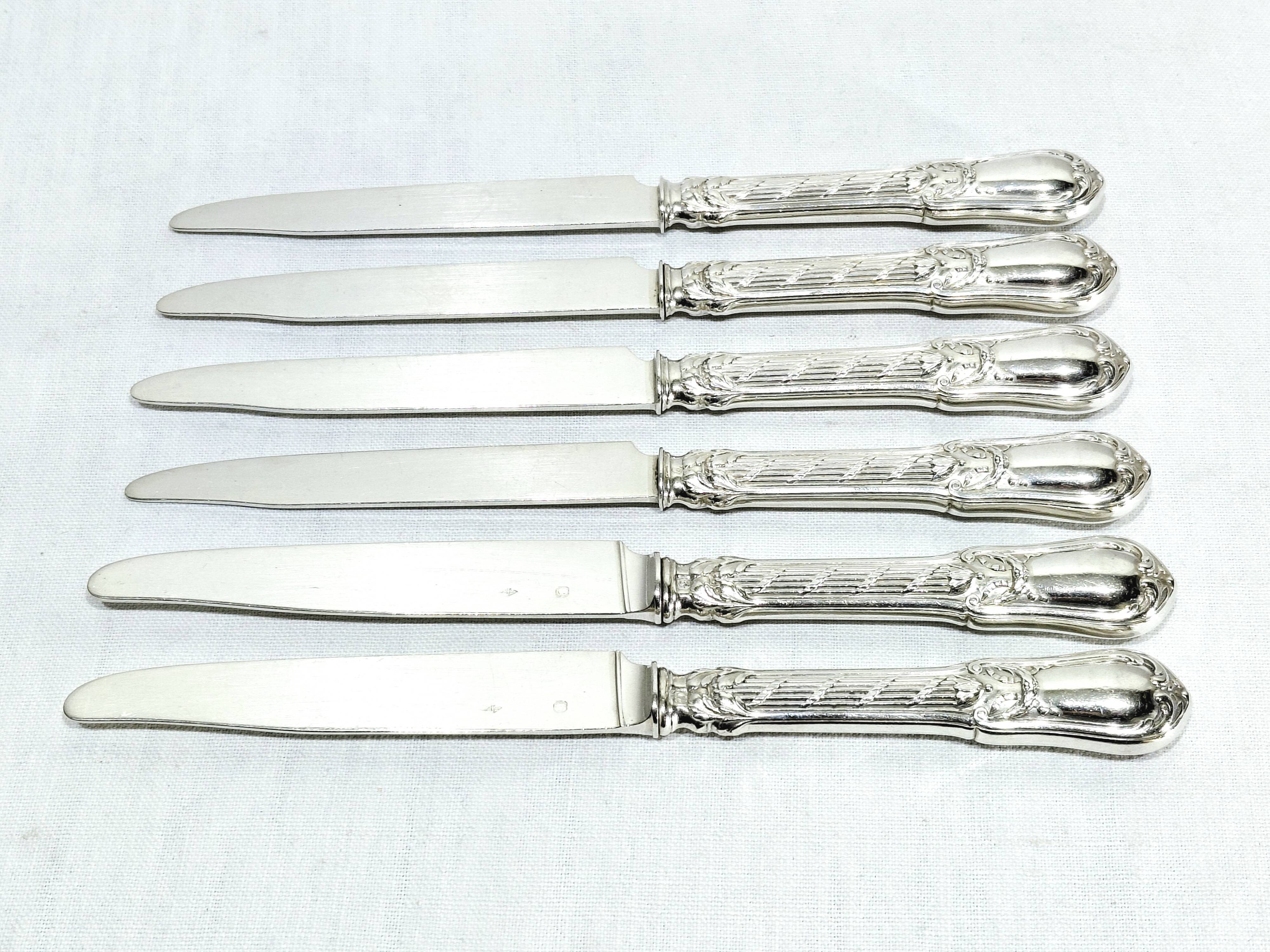 GEORGES FLAKENBERG - 6 SILVER FRUIT KNIVES