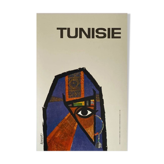 Affiche original Vintage Tunisie par Clasen en 1966 - Petit Format - On linen