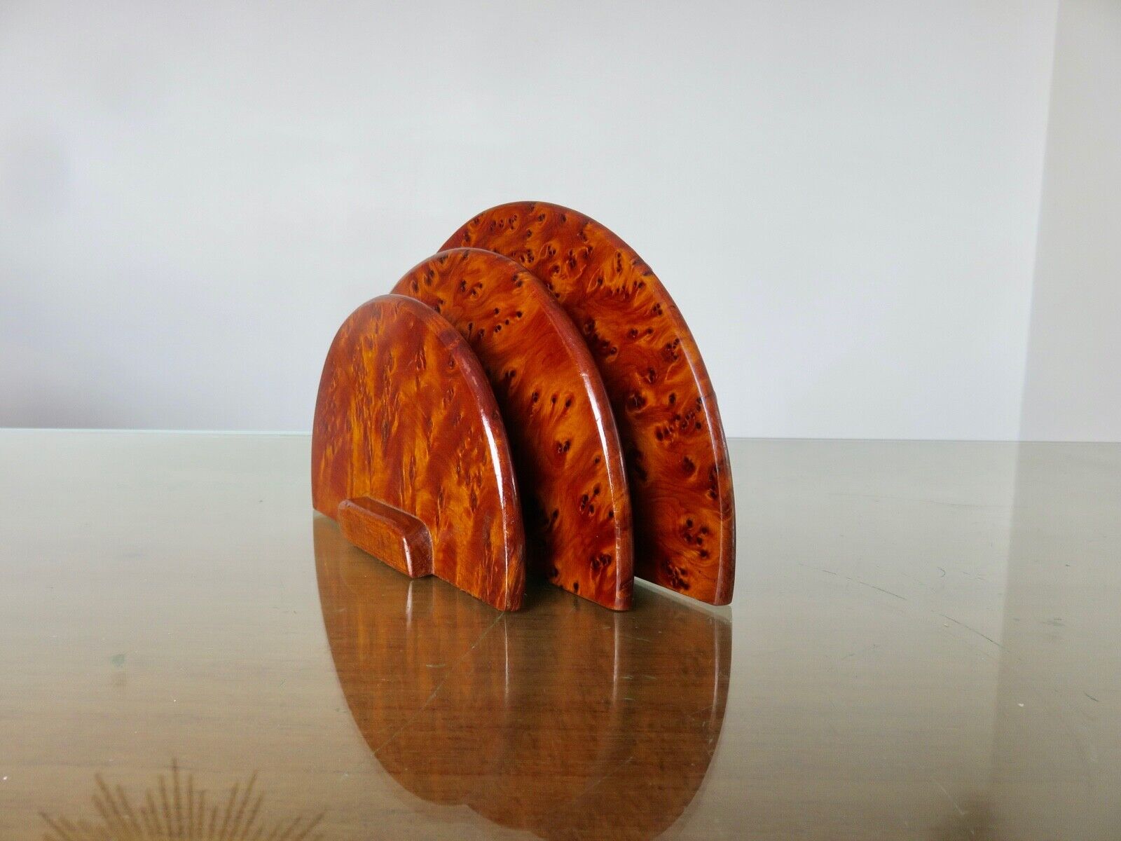 Art deco letter holder in elm burl 1930