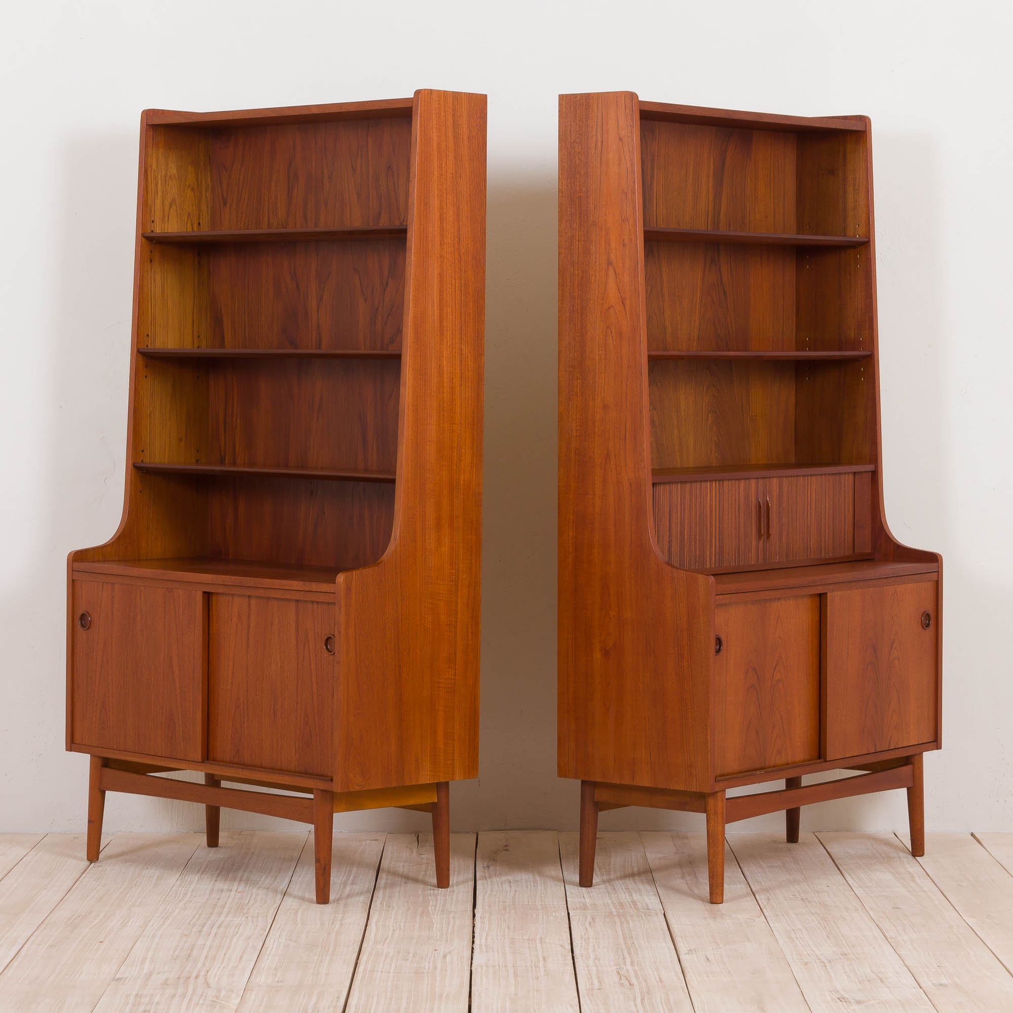 Johannes Sorth Nexo two sections bookcase with a secretaire in teak, Danish, 60s