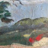 Tableau HSP "Paysage à l'arbre et à la maison rouge" - XX`°
