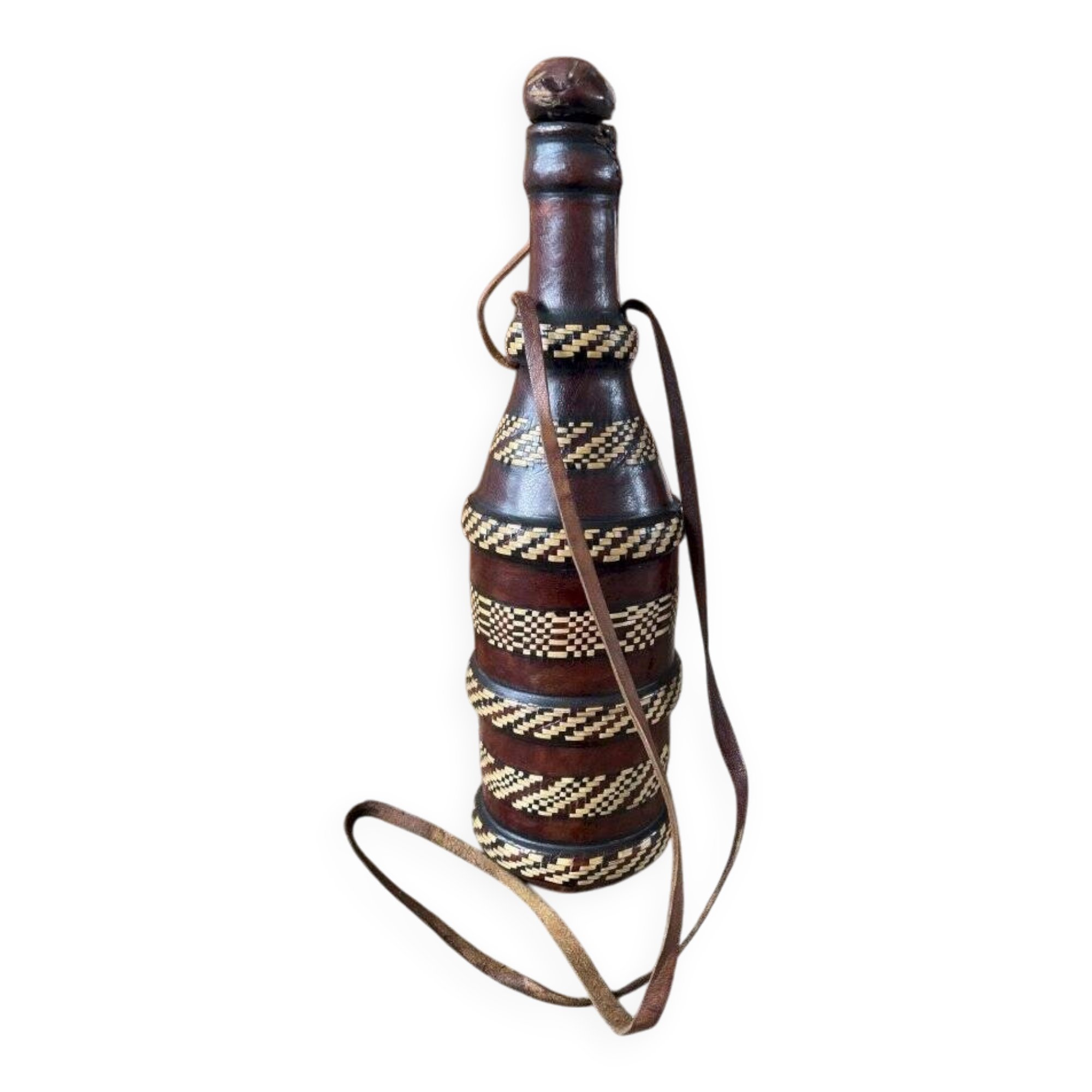 Leather-covered bottle