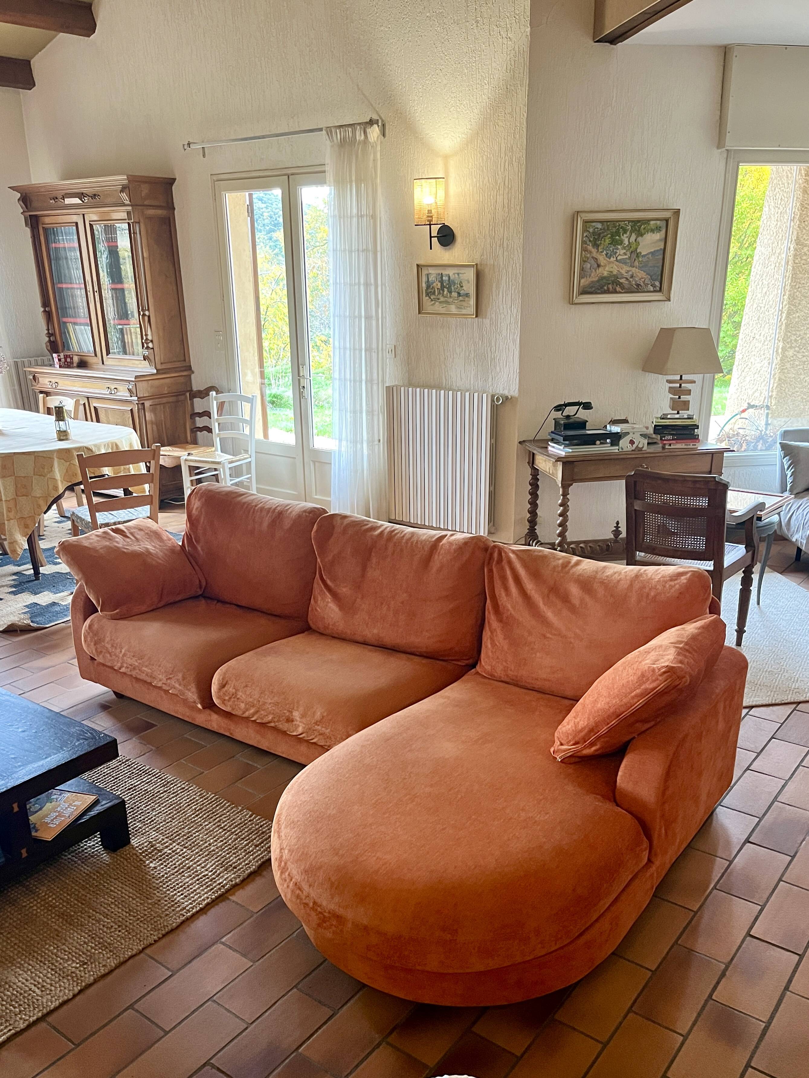 Vintage canapé and Viscoti fabric chaise longue