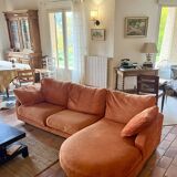 Vintage canapé and Viscoti fabric chaise longue