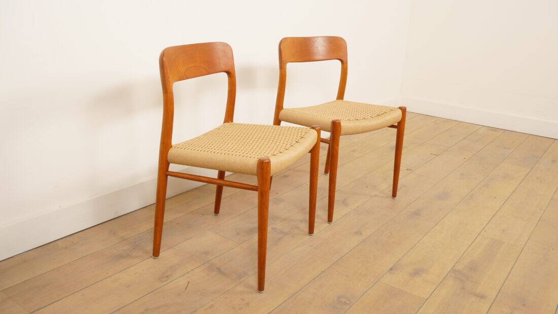 2 x vintage dining chairs | Niels Otto Møller | Model 75 | Teak
