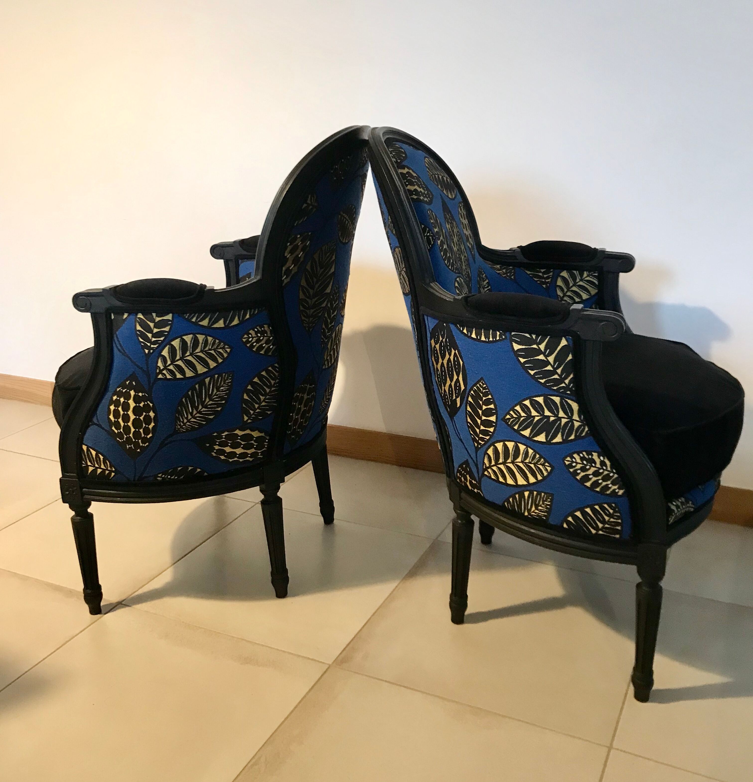 2 fully restored antique bergère armchairs