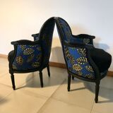 2 fully restored antique bergère armchairs