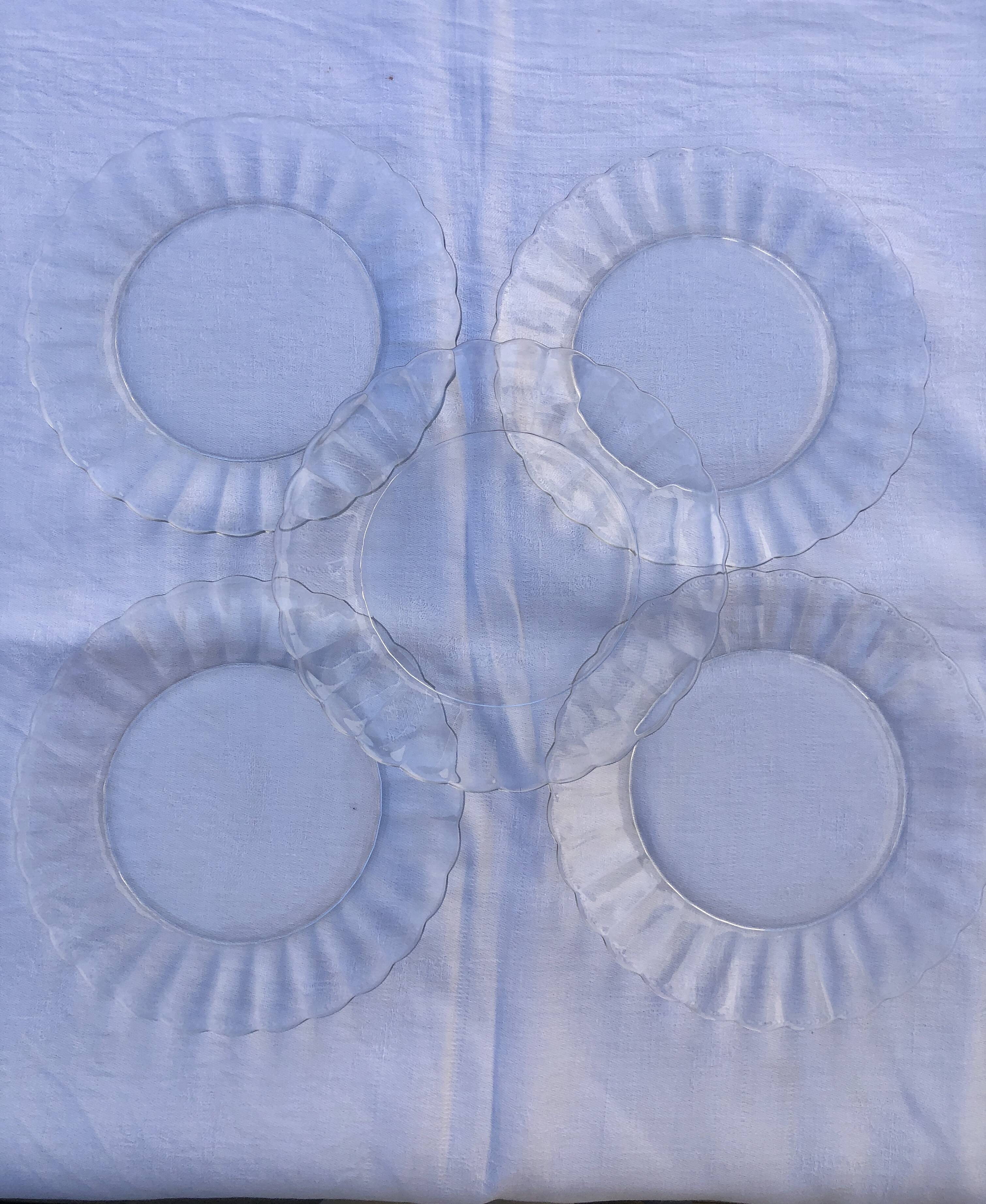 5 Duralex transparent dinner plates