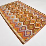 6x9 Orange Green Tribal Vintage Kilim Rug, 177x290Cm