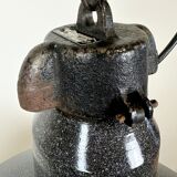 Large Industrial Grey Enamel Factory Lamp with Cast Iron Top, 1960s