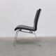 Unique black leather & steel modernist lounge chair, 1960s