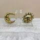 Vintage bookends sun and moon lucite and brass, 1970s