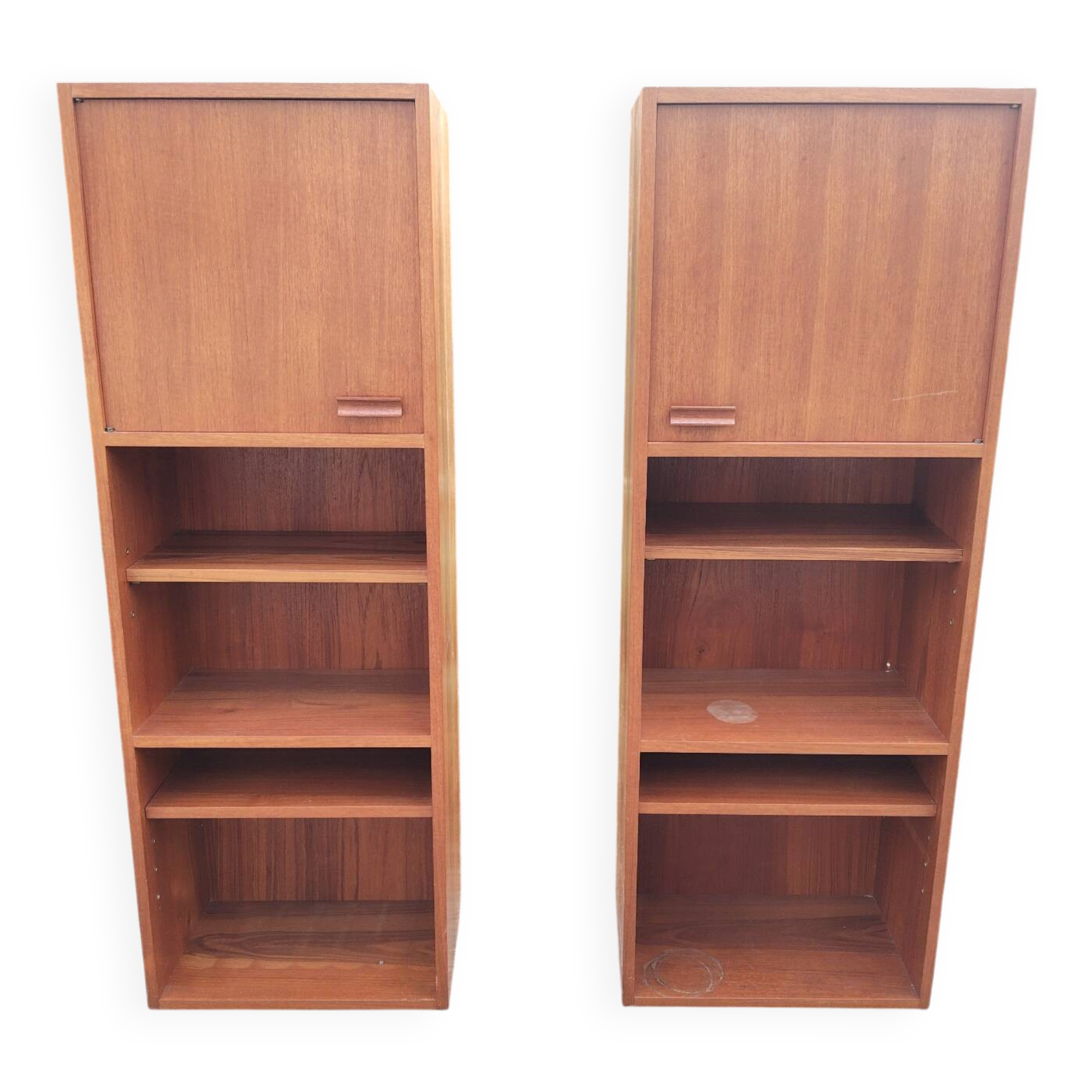 Pair of vintage column bookshelves from the 60s-70s Scandinavian style.