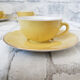 Yellow coffee cups Lunéville KG Badonwiller, antique French
