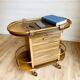 Bar cart / Vintage Art Deco service trolley – Wood and copper