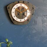 Vintage clock silent wall clock trapeze "Golden Black"